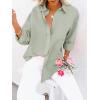 imagesiliteelon Button Down Shirts for Women Dress Shirts Long Sleeve WrinkleFree Blouse Casual Solid Office Work Tunic TopTgreen02