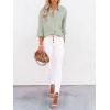 imagesiliteelon Button Down Shirts for Women Dress Shirts Long Sleeve WrinkleFree Blouse Casual Solid Office Work Tunic TopTgreen02