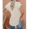 imagesiliteelon Linen Shirts for Women Button Down Shirts Short Sleeve Cotton Collared V Neck Solid Casual Blouses with PocketBeige