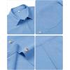 imagesiliteelon Linen Shirts for Women Button Down Shirts Short Sleeve Cotton Collared V Neck Solid Casual Blouses with PocketBlue
