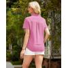 imagesiliteelon Linen Shirts for Women Button Down Shirts Short Sleeve Cotton Collared V Neck Solid Casual Blouses with PocketBlush Pink