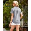 imagesiliteelon Linen Shirts for Women Button Down Shirts Short Sleeve Cotton Collared V Neck Solid Casual Blouses with PocketGray