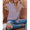imagesiliteelon Linen Shirts for Women Button Down Shirts Short Sleeve Cotton Collared V Neck Solid Casual Blouses with PocketGrayish Purple
