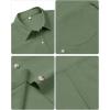 imagesiliteelon Linen Shirts for Women Button Down Shirts Short Sleeve Cotton Collared V Neck Solid Casual Blouses with PocketGreen