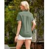 imagesiliteelon Linen Shirts for Women Button Down Shirts Short Sleeve Cotton Collared V Neck Solid Casual Blouses with PocketGreen