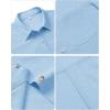 imagesiliteelon Linen Shirts for Women Button Down Shirts Short Sleeve Cotton Collared V Neck Solid Casual Blouses with PocketLight Blue