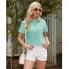 imagesiliteelon Linen Shirts for Women Button Down Shirts Short Sleeve Cotton Collared V Neck Solid Casual Blouses with PocketLight Green
