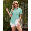 imagesiliteelon Linen Shirts for Women Button Down Shirts Short Sleeve Cotton Collared V Neck Solid Casual Blouses with PocketLight Green