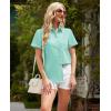imagesiliteelon Linen Shirts for Women Button Down Shirts Short Sleeve Cotton Collared V Neck Solid Casual Blouses with PocketLight Green
