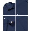 imagesiliteelon Linen Shirts for Women Button Down Shirts Short Sleeve Cotton Collared V Neck Solid Casual Blouses with PocketNavy Blue