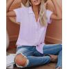 imagesiliteelon Linen Shirts for Women Button Down Shirts Short Sleeve Cotton Collared V Neck Solid Casual Blouses with PocketPurple