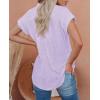 imagesiliteelon Linen Shirts for Women Button Down Shirts Short Sleeve Cotton Collared V Neck Solid Casual Blouses with PocketPurple