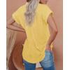 imagesiliteelon Linen Shirts for Women Button Down Shirts Short Sleeve Cotton Collared V Neck Solid Casual Blouses with PocketYellow