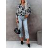 imagesiliteelon Womens Button Down Shirts Dress Shirts Long Sleeve Wrinkle Free Collared Work Blouses Casual Print Chiffon TopA Black White Floral