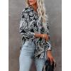 imagesiliteelon Womens Button Down Shirts Dress Shirts Long Sleeve Wrinkle Free Collared Work Blouses Casual Print Chiffon TopA Black White Floral