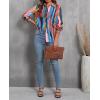 imagesiliteelon Womens Button Down Shirts Dress Shirts Long Sleeve Wrinkle Free Collared Work Blouses Casual Print Chiffon TopAb Green Mix Striped