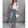 imagesiliteelon Womens Button Down Shirts Dress Shirts Long Sleeve Wrinkle Free Collared Work Blouses Casual Print Chiffon TopApricot Floral