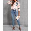 imagesiliteelon Womens Button Down Shirts Dress Shirts Long Sleeve Wrinkle Free Collared Work Blouses Casual Print Chiffon TopApricot Floral