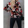 imagesiliteelon Womens Button Down Shirts Dress Shirts Long Sleeve Wrinkle Free Collared Work Blouses Casual Print Chiffon TopBlack Orange Leaf
