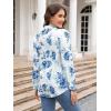 imagesiliteelon Womens Button Down Shirts Dress Shirts Long Sleeve Wrinkle Free Collared Work Blouses Casual Print Chiffon TopBlue White
