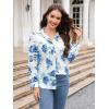 imagesiliteelon Womens Button Down Shirts Dress Shirts Long Sleeve Wrinkle Free Collared Work Blouses Casual Print Chiffon TopBlue White