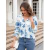 imagesiliteelon Womens Button Down Shirts Dress Shirts Long Sleeve Wrinkle Free Collared Work Blouses Casual Print Chiffon TopBlue White