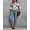 imagesiliteelon Womens Button Down Shirts Dress Shirts Long Sleeve Wrinkle Free Collared Work Blouses Casual Print Chiffon TopGreen White Floral