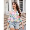 imagesiliteelon Womens Button Down Shirts Dress Shirts Long Sleeve Wrinkle Free Collared Work Blouses Casual Print Chiffon TopMulticolored Graphic