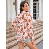 imagesiliteelon Womens Button Down Shirts Dress Shirts Long Sleeve Wrinkle Free Collared Work Blouses Casual Print Chiffon TopOrange Pink Floral
