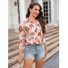 imagesiliteelon Womens Button Down Shirts Dress Shirts Long Sleeve Wrinkle Free Collared Work Blouses Casual Print Chiffon TopOrange Pink Floral