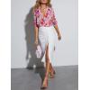 imagesiliteelon Womens Button Down Shirts Dress Shirts Long Sleeve Wrinkle Free Collared Work Blouses Casual Print Chiffon TopPink Flower