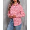 imagesiliteelon Womens Button Down Shirts Dress Shirts Long Sleeve Wrinkle Free Collared Work Blouses Casual Print Chiffon TopRed Graphic