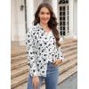 imagesiliteelon Womens Button Down Shirts Dress Shirts Long Sleeve Wrinkle Free Collared Work Blouses Casual Print Chiffon TopWhite Black Floral