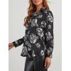 imagesiliteelon Womens Button Down Shirts Dress Shirts Long Sleeve Wrinkle Free Collared Work Blouses Casual Print Chiffon TopWhite Flower