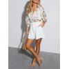imagesiliteelon Womens Button Down Shirts Dress Shirts Long Sleeve Wrinkle Free Collared Work Blouses Casual Print Chiffon TopWhite Green Floral