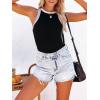 imagesiliteelon Womens Colorblock Racerback Crew Neck Casual Basic Ribbed Fitted Tank Top Sleeveless CamisA Black