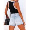imagesiliteelon Womens Colorblock Racerback Crew Neck Casual Basic Ribbed Fitted Tank Top Sleeveless CamisA Black