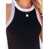imagesiliteelon Womens Colorblock Racerback Crew Neck Casual Basic Ribbed Fitted Tank Top Sleeveless CamisA Black