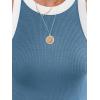 imagesiliteelon Womens Colorblock Racerback Crew Neck Casual Basic Ribbed Fitted Tank Top Sleeveless CamisDenim Blue