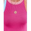 imagesiliteelon Womens Colorblock Racerback Crew Neck Casual Basic Ribbed Fitted Tank Top Sleeveless CamisE Hot Pink