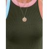 imagesiliteelon Womens Colorblock Racerback Crew Neck Casual Basic Ribbed Fitted Tank Top Sleeveless CamisG Olive Green