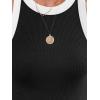 imagesiliteelon Womens Colorblock Racerback Crew Neck Casual Basic Ribbed Fitted Tank Top Sleeveless CamisK Black White