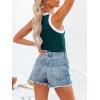 imagesiliteelon Womens Colorblock Racerback Crew Neck Casual Basic Ribbed Fitted Tank Top Sleeveless CamisL Peacock