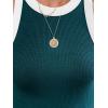 imagesiliteelon Womens Colorblock Racerback Crew Neck Casual Basic Ribbed Fitted Tank Top Sleeveless CamisL Peacock