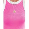 imagesiliteelon Womens Colorblock Racerback Crew Neck Casual Basic Ribbed Fitted Tank Top Sleeveless CamisM Babi Pink
