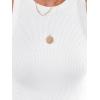 imagesiliteelon Womens Colorblock Racerback Crew Neck Casual Basic Ribbed Fitted Tank Top Sleeveless CamisP All White