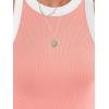 imagesiliteelon Womens Colorblock Racerback Crew Neck Casual Basic Ribbed Fitted Tank Top Sleeveless CamisR Peach