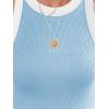 imagesiliteelon Womens Colorblock Racerback Crew Neck Casual Basic Ribbed Fitted Tank Top Sleeveless CamisT Light Blue