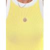 imagesiliteelon Womens Colorblock Racerback Crew Neck Casual Basic Ribbed Fitted Tank Top Sleeveless CamisZ Yellow