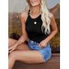 imagesiliteelon Womens Halter Top Sleeveless Crew Neck Casual Basic Ribbed Fitted TankA Black